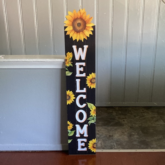 NWT- 48” Vertical Wooden Sunflower 🌻 Glittered WELCOME Fall Decor Sign - Picture 4 of 17